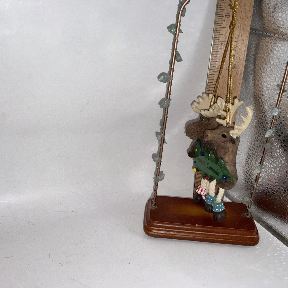 Pair Of Moose From Jasper Canada Hanging Christmas Ornament